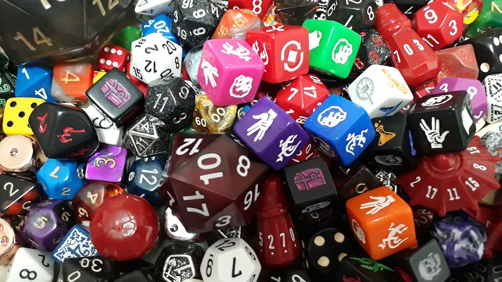 Piles of game dice