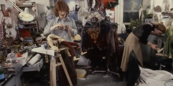 An image of a skeksis being built in Jim Henson's creature shop