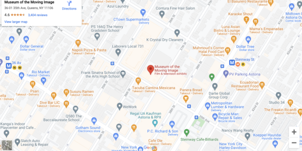Google Map of Astoria with location of the Museum in the center.