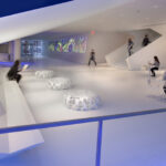 The stunning lobby of Museum of the Moving Image, the result of a redesign and expansion in 2011. Leeser Architecture. Credit: Photo: Peter Aaron/Esto. Courtesy of Museum of the Moving Image