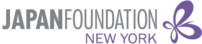 A logo with the words JAPAN FOUNDATION NEW YORK on the left and a purple design in the shape of a butterfly on the right