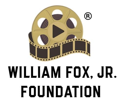 A logo of a film reel, with the words William Fox Jr. Foundation beneath it.