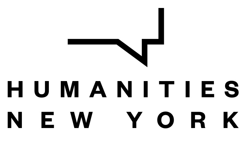 Logo that says Humanities New York in all caps over an image that looks like the bottom right side of a thought bubble